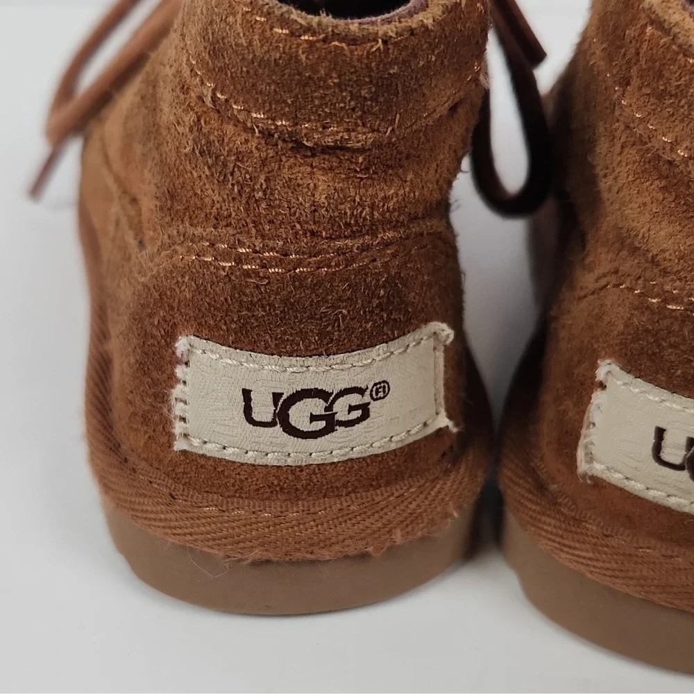 UGG Neumel Kids Boots Chestnut Brown Suede Chukka Lace Up 1010269K 10T